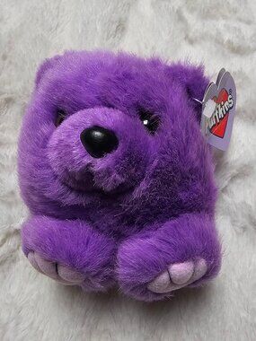 Vintage 1998 Puffkins Violet Purple Bear Stuffed Animal Plush Swibco